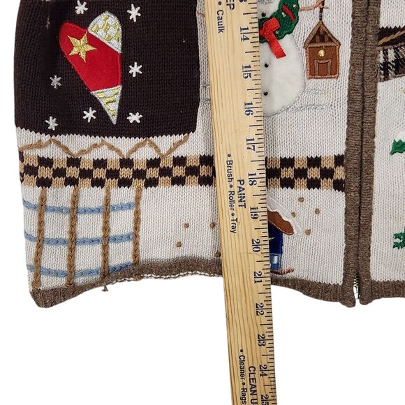 VTG 90s WOMENS SNOWMAN UGLY CHRISTMAS VEST COTTAGE CORE WOOL COTTON BLEND P XL - Picture 9 of 9